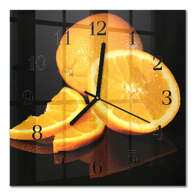 Pendule carrée en verre Oranges