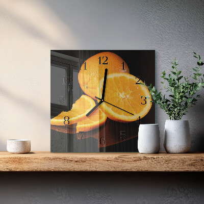 Pendule carrée en verre Oranges