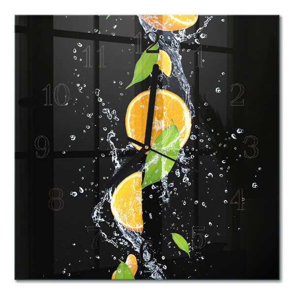 Pendule carrée en verre Oranges
