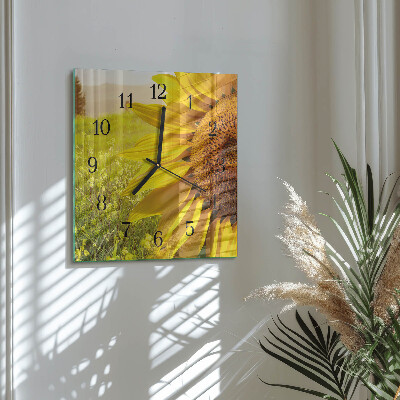 Pendule carrée en verre Tournesol