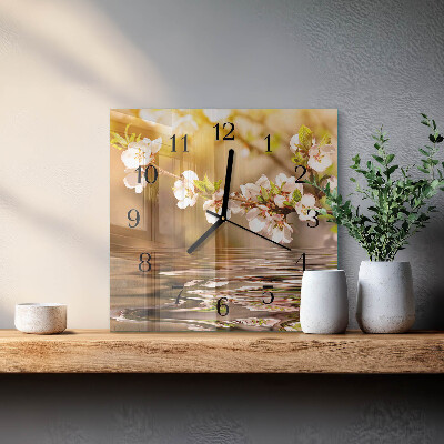 Horloge murale carrée Fleurs