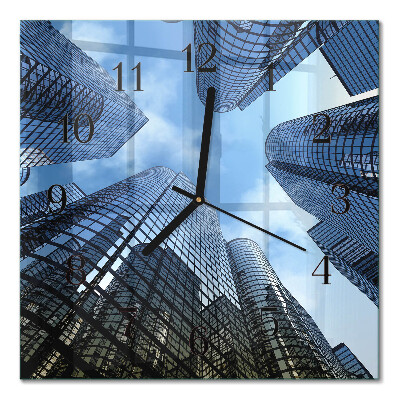 Horloge murale carrée Bâtiments en verre