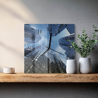 Horloge murale carrée Bâtiments en verre