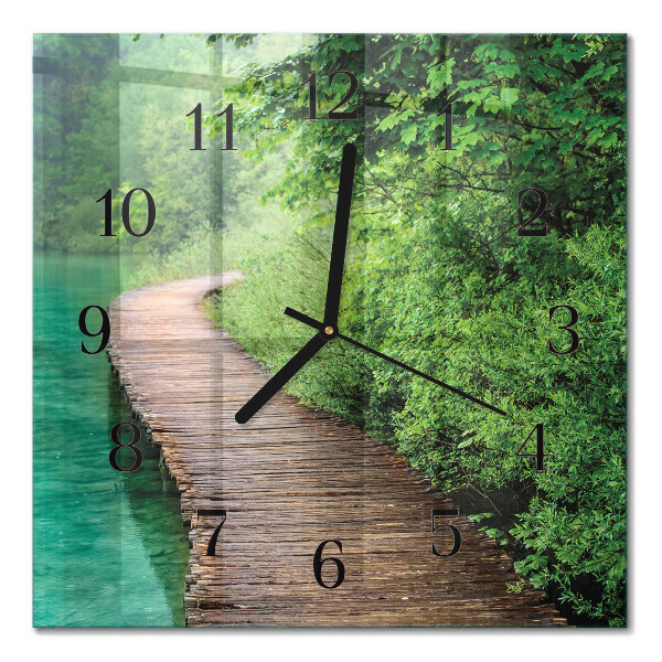 Horloge murale carrée Jetée en bois