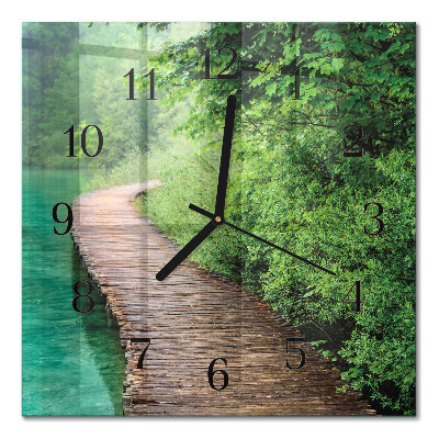 Horloge murale carrée Jetée en bois