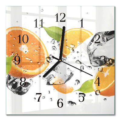 Pendule carrée en verre Oranges