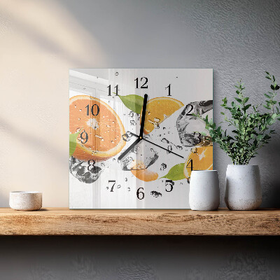 Pendule carrée en verre Oranges