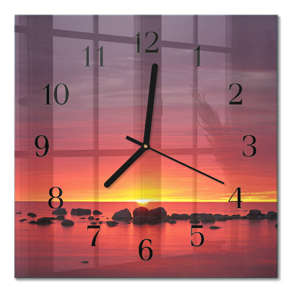 Horloge murale carrée Coucher de soleil