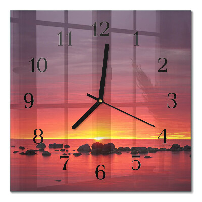 Horloge murale carrée Coucher de soleil