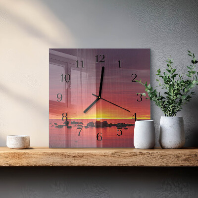 Horloge murale carrée Coucher de soleil