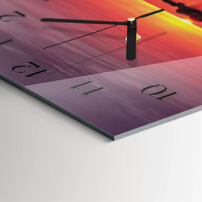 Horloge murale carrée Coucher de soleil