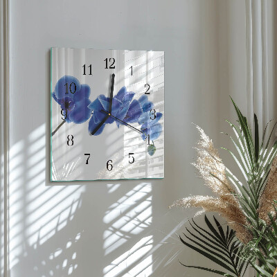 Pendule carrée en verre Orchidée