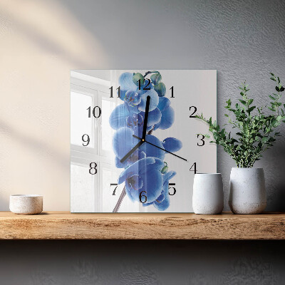 Pendule carrée en verre Orchidée