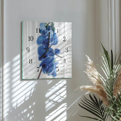Pendule carrée en verre Orchidée