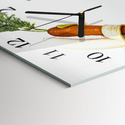 Horloge murale carrée Carottes et bananes