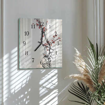 Pendule carrée en verre Fleurs
