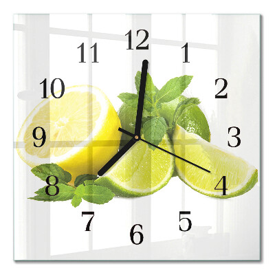Pendule carrée en verre Menthe citron vert
