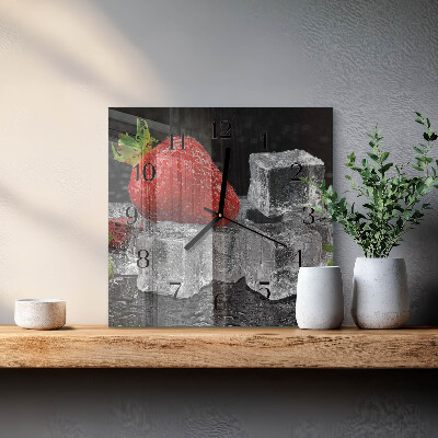 Horloge murale carrée Glace à la fraise
