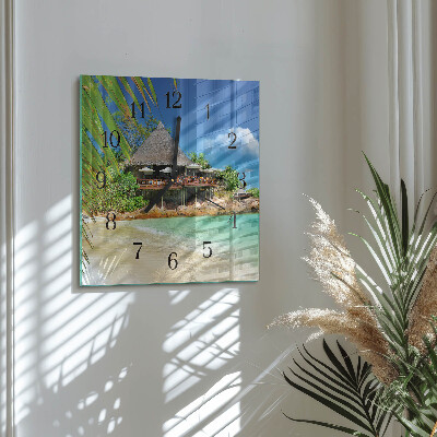 Pendule carrée en verre Île