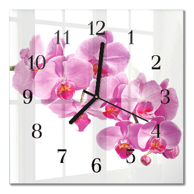 Pendule carrée en verre Orchidée