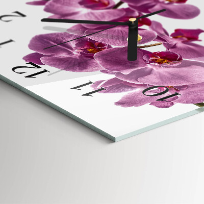 Pendule carrée en verre Orchidée