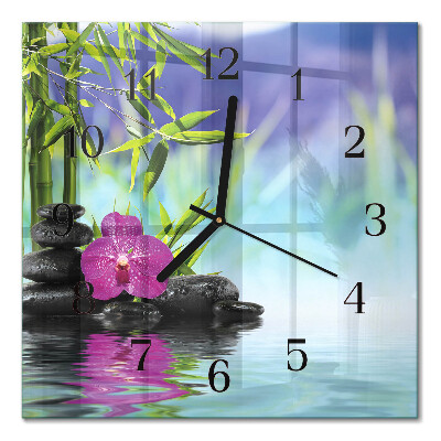 Pendule carrée en verre Spa orchidée