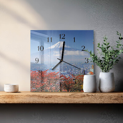 Horloge murale carrée Montagne