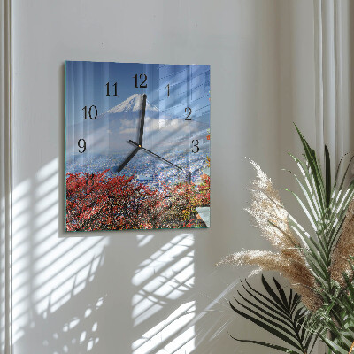 Horloge murale carrée Montagne