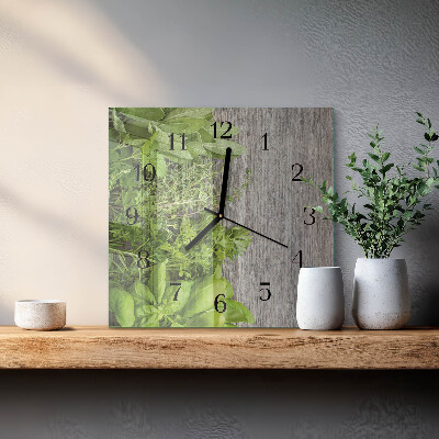 Pendule carrée en verre Herbes