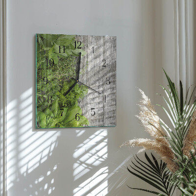 Pendule carrée en verre Herbes
