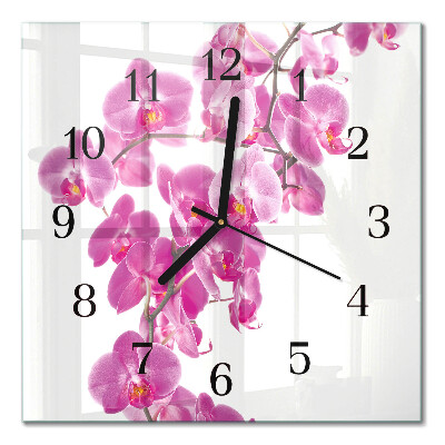 Horloge murale carrée Orchidée
