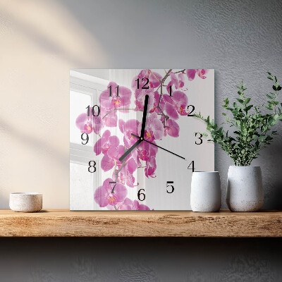 Horloge murale carrée Orchidée