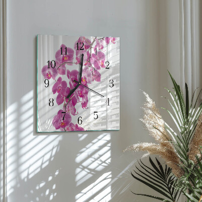 Horloge murale carrée Orchidée