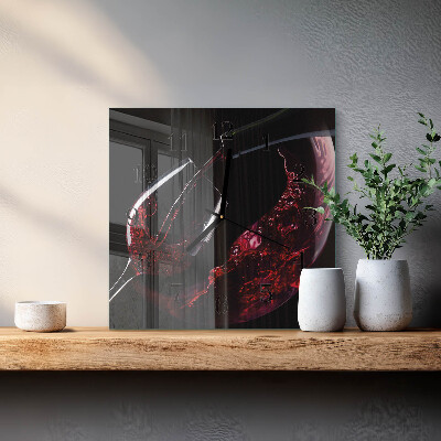 Pendule carrée en verre Vin