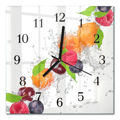 Pendule carrée en verre Fruit
