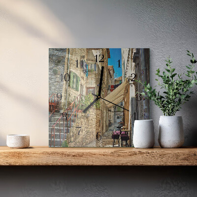 Pendule carrée en verre Rue