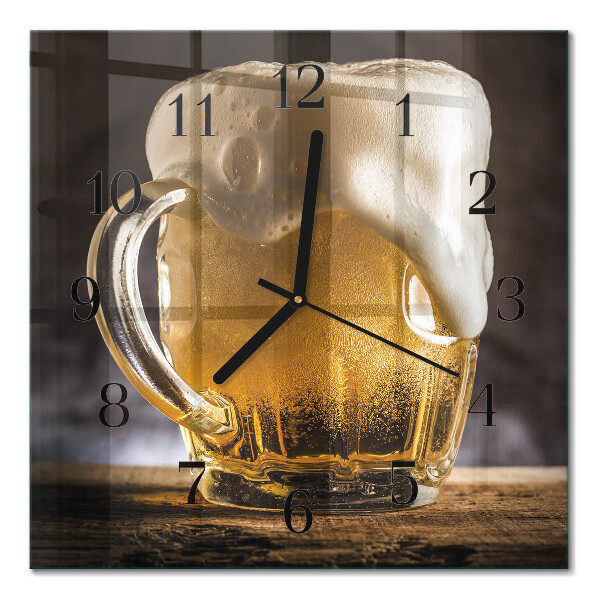 Pendule carrée en verre Bière