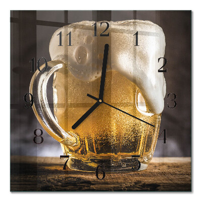 Pendule carrée en verre Bière