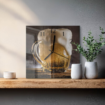 Pendule carrée en verre Bière