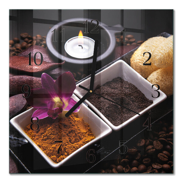 Pendule carrée en verre Orchidée