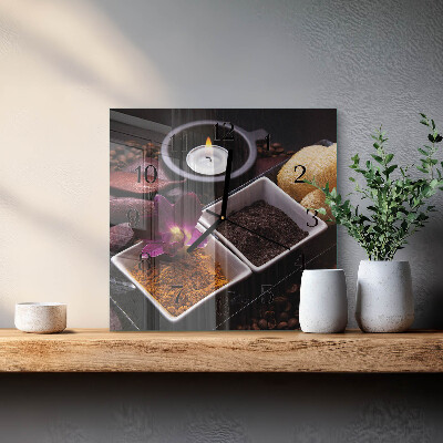 Pendule carrée en verre Orchidée