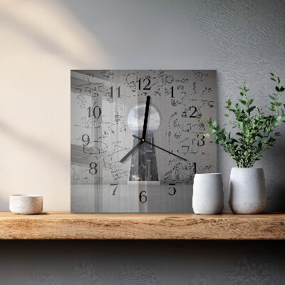 Pendule carrée en verre Trou de serrure