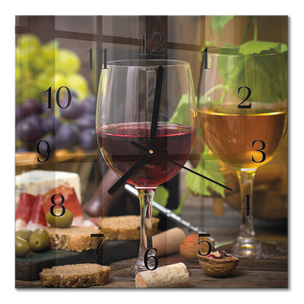 Horloge murale carrée Verres de vin