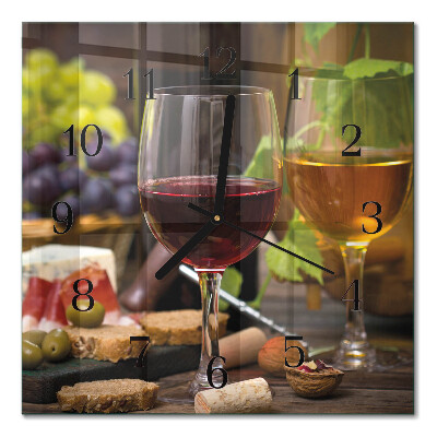 Horloge murale carrée Verres de vin