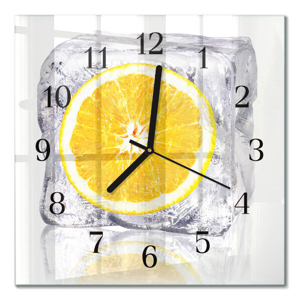 Pendule carrée en verre Glace à l'orange