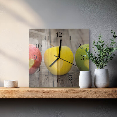 Pendule carrée en verre Pommes