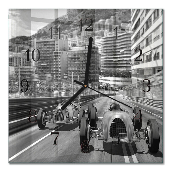 Horloge murale carrée Voiture de course