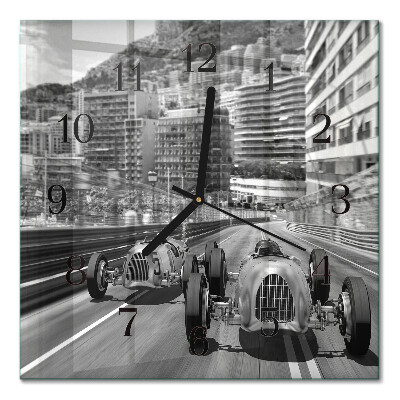 Horloge murale carrée Voiture de course