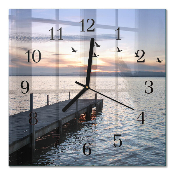 Horloge murale carrée Oiseaux au bord du lac