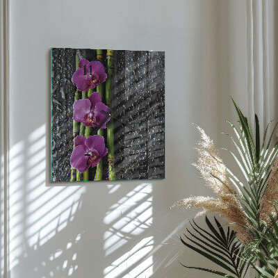 Pendule carrée en verre Orchidée